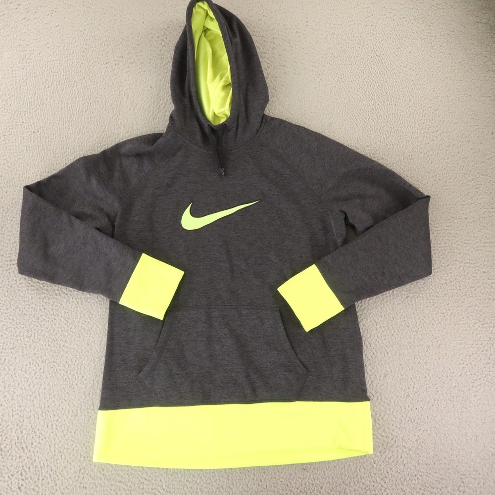 Nike Hoodie Mens XL Gray Heathered Colorblock Polyester Nike Therma FIT